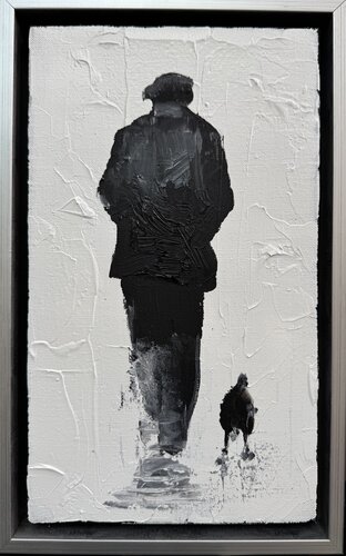 Pals (man and his dog) von Sabina Nealon, Malerei kaufen auf Select