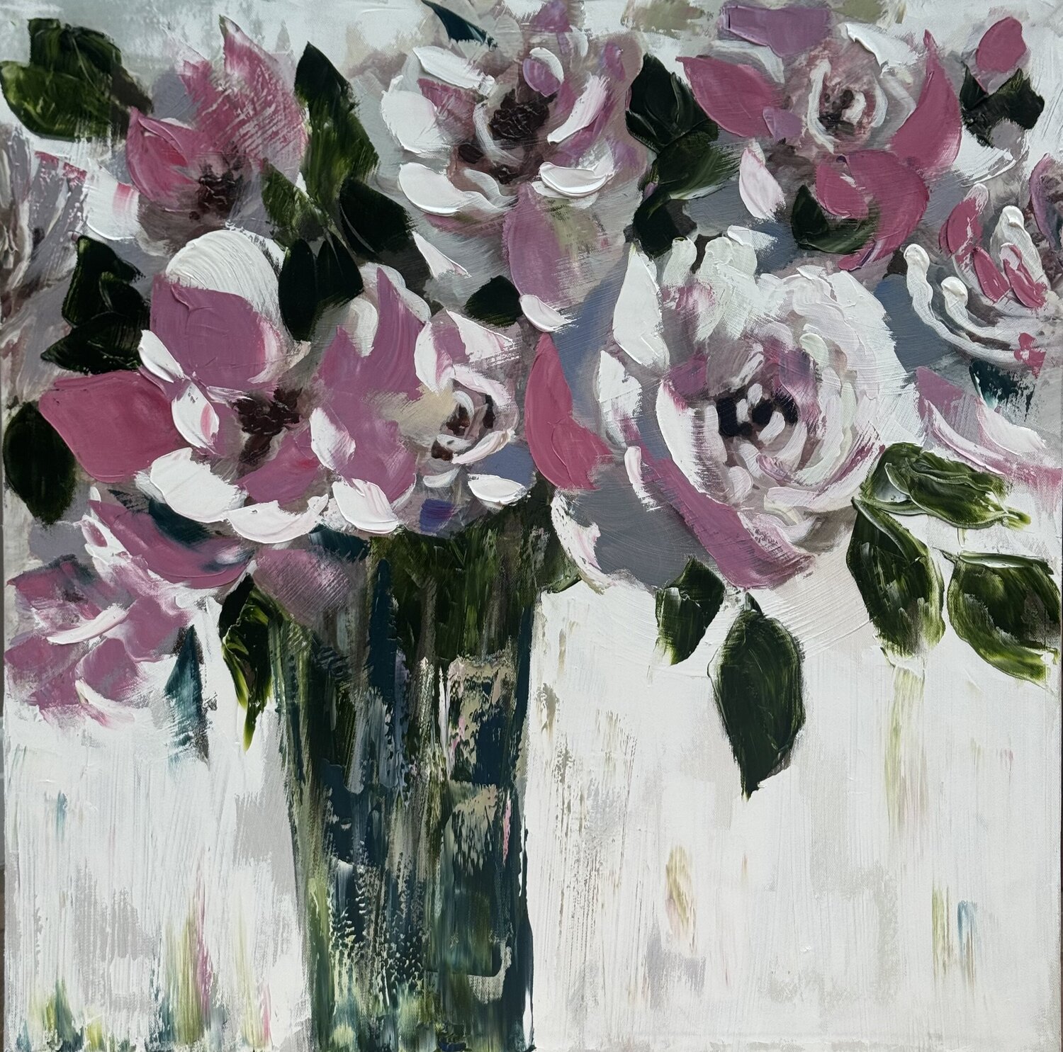 Peonies in the Twilight Glass Sabina Nealon Originalgemälde zu verkaufen