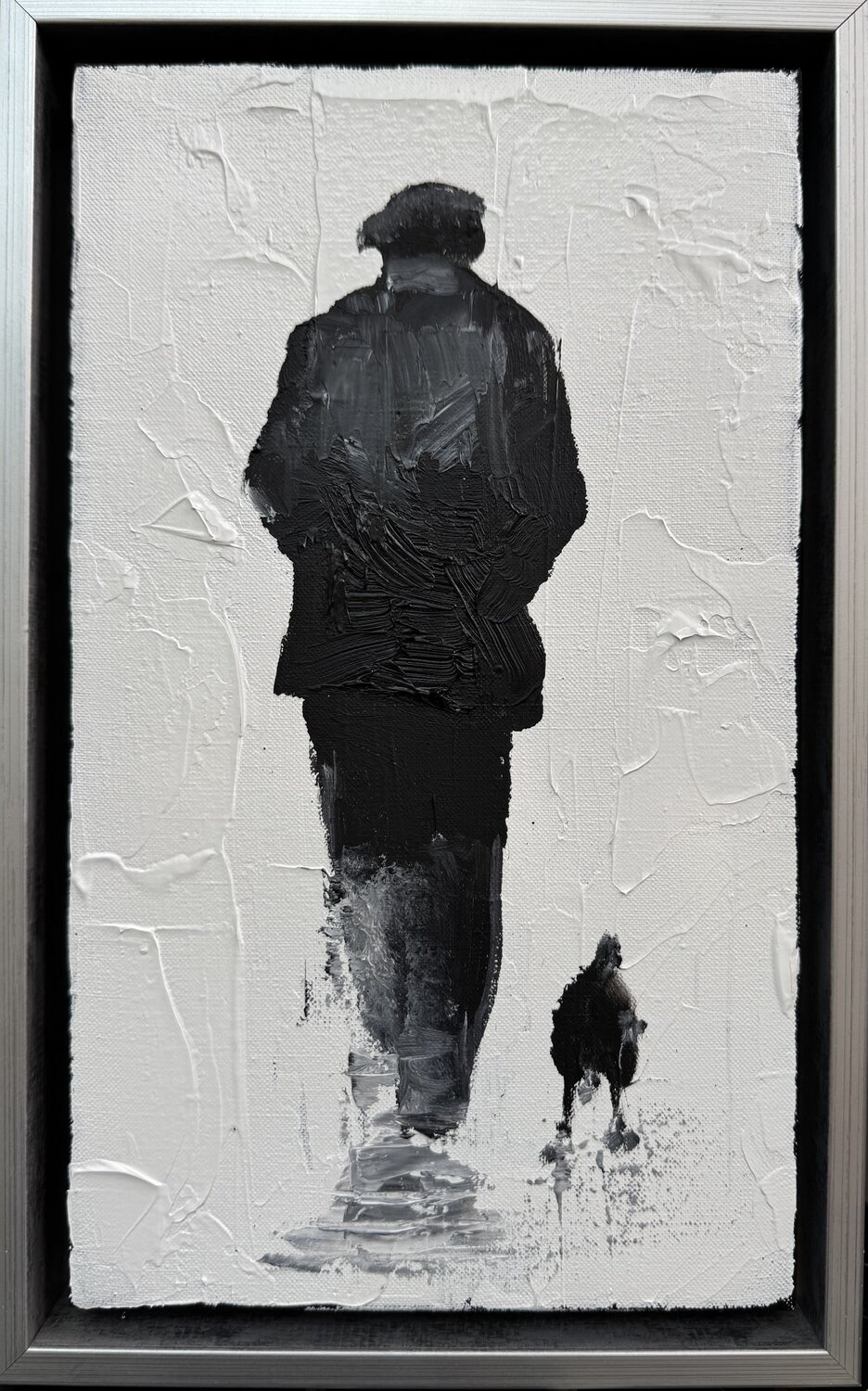 Pals (man and his dog) Sabina Nealon Originalgemälde zu verkaufen