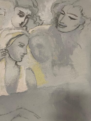 Friends Talking by Roman Gegansha Gvarliani, Painting for Sale on Select