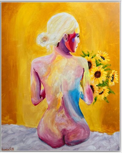 Lady with the sunflowers by Maximilian Füßl, Painting for Sale on Select