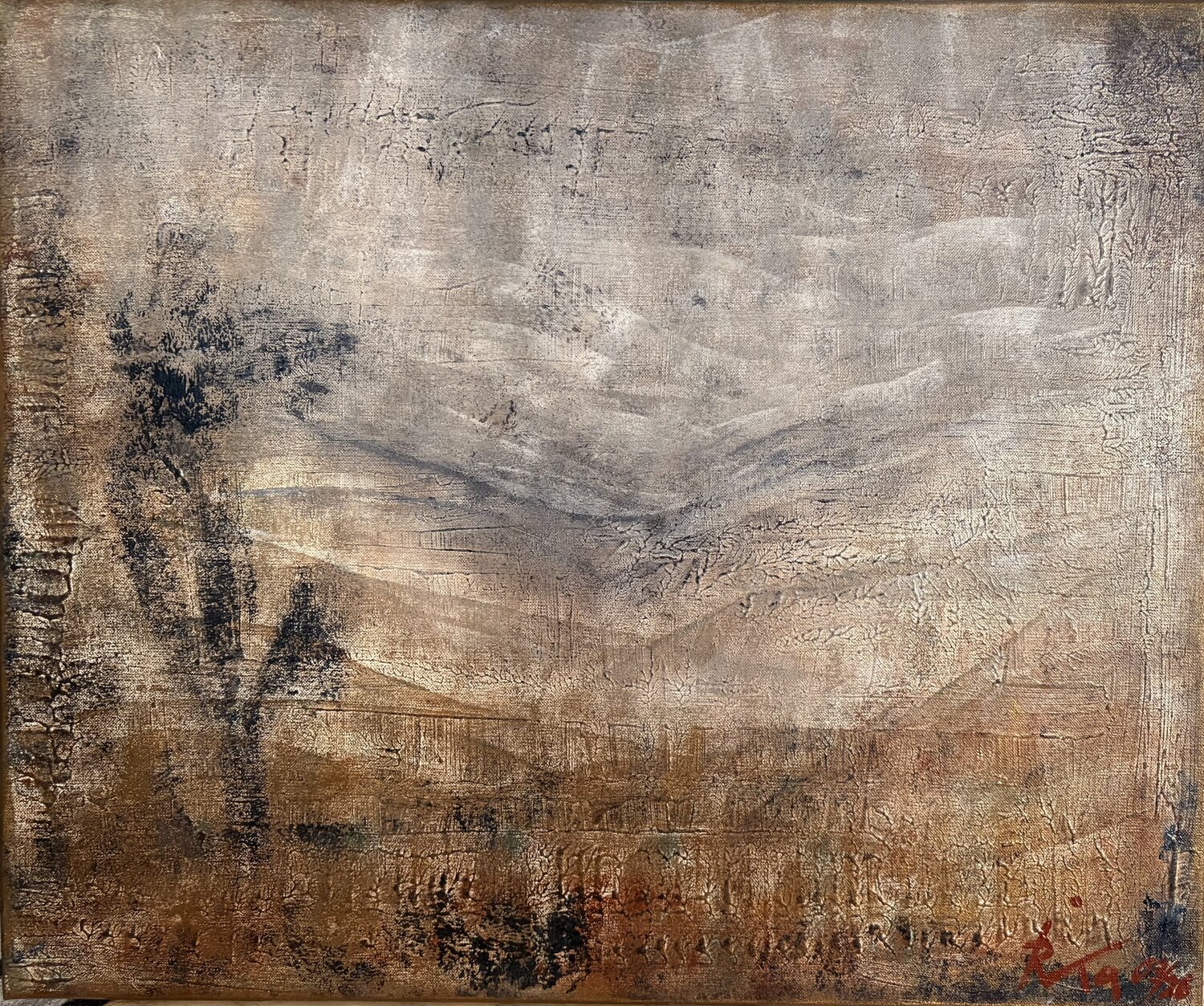 Dunes Obscures - éclat d'or Rivka Original painting for sale