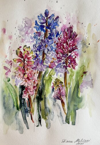Hyacinths by Diana Malivani, Drawing for Sale on Select