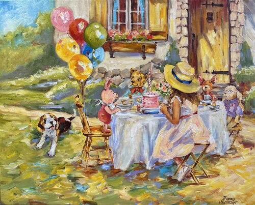 Piglet's Birthday Party by Diana Malivani, Painting for Sale on Select