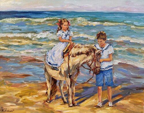 Passeggiata lungo il mare by Diana Malivani, Painting for Sale on Select