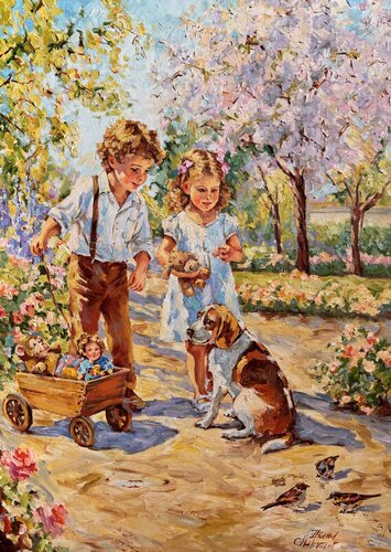 Dans un parc ensoleillé by Diana Malivani, Painting for Sale on Select