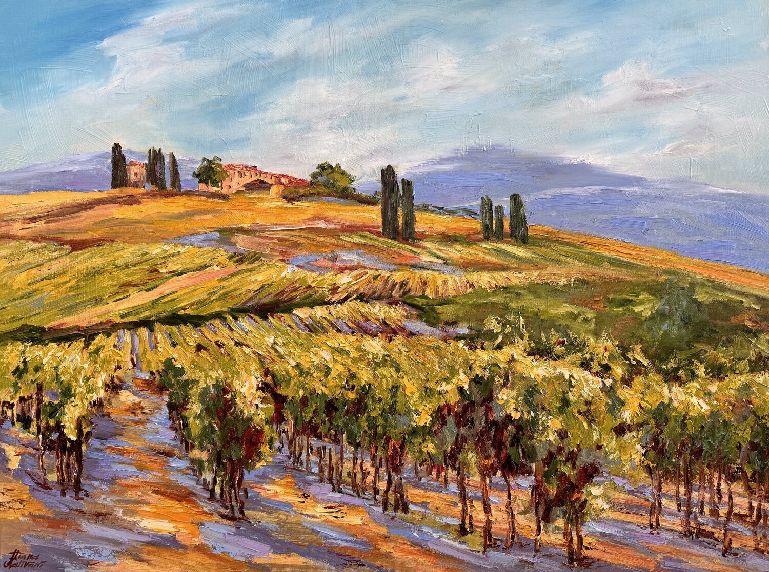 Vignes sous le soleil Diana Malivani Original painting for sale