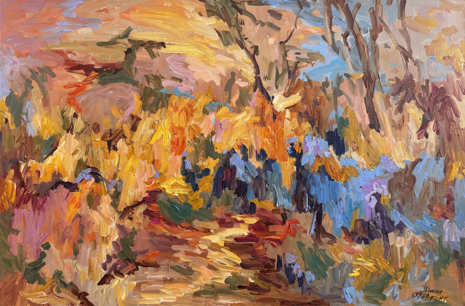 Iris dans les jardins de Claude Monet Diana Malivani Original painting for sale