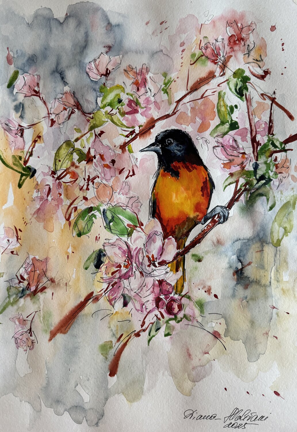 In the Blooming Tree Diana Malivani Drawing for sale