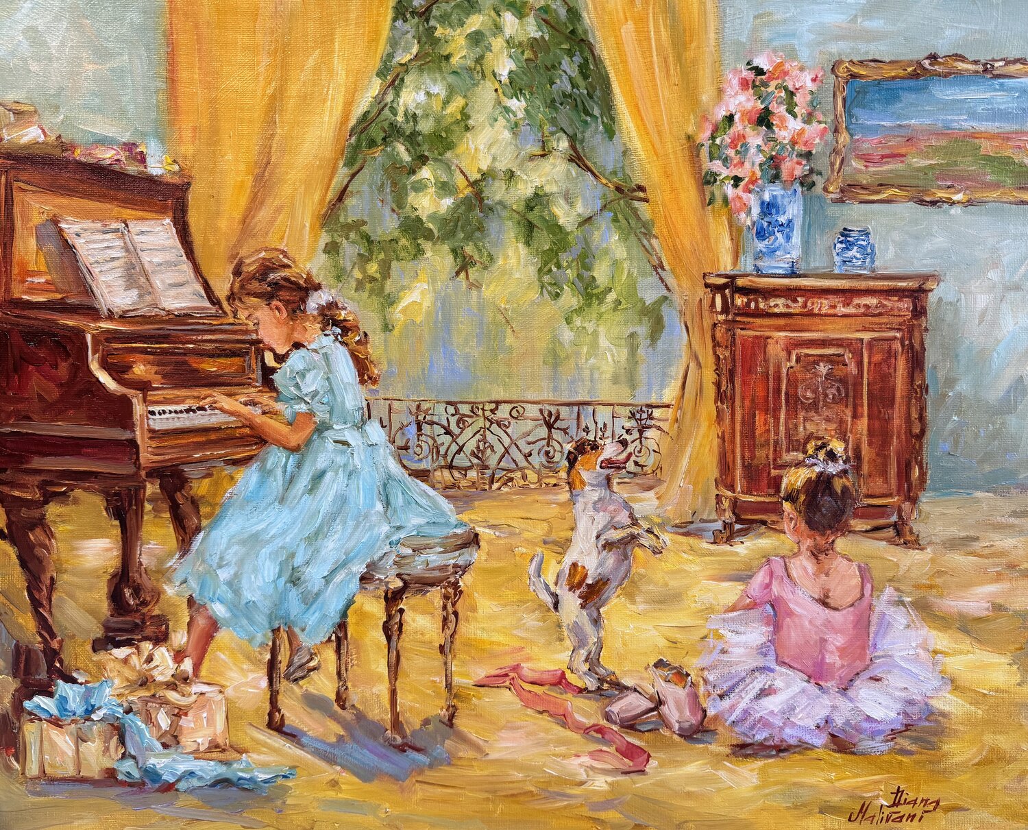 Ambiance festive Diana Malivani Original painting for sale