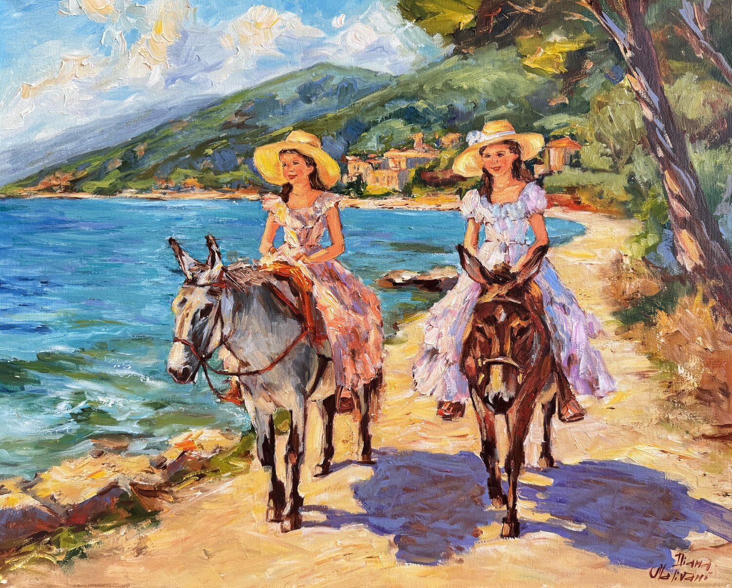 Une promenade le long de la mer Diana Malivani Original painting for sale
