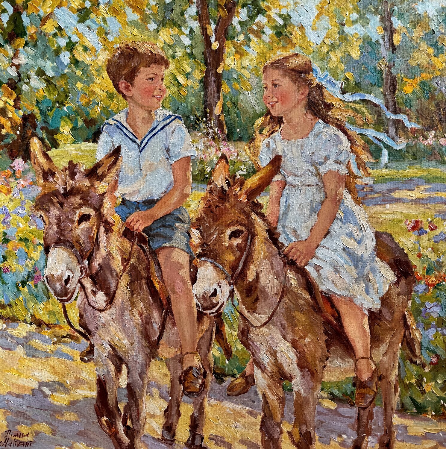 Walk on Donkeys Diana Malivani Original painting for sale