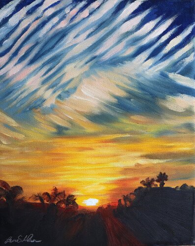 Sunset with Ripple Clouds by Lisa Schulaner, Painting for Sale on Select