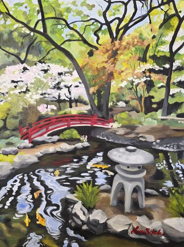 Japanese Garden by Lisa Schulaner, Painting for Sale on Select
