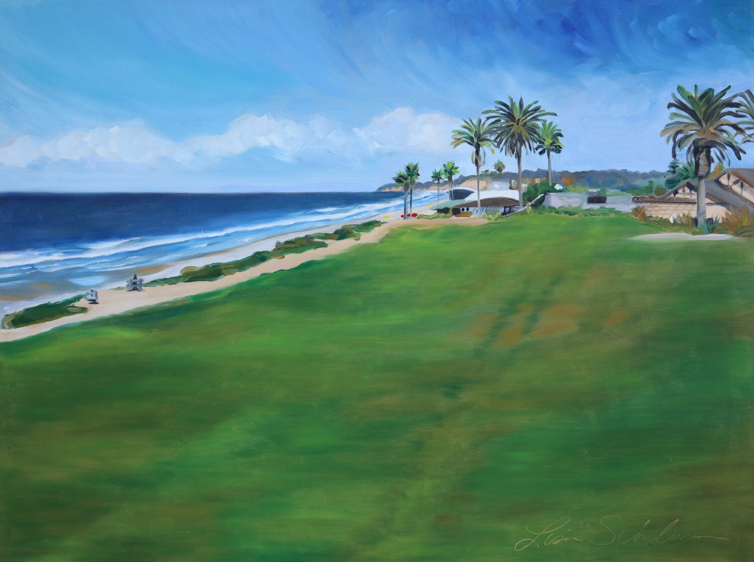 Powerhouse Beach Del Mar Lisa Schulaner Original painting for sale