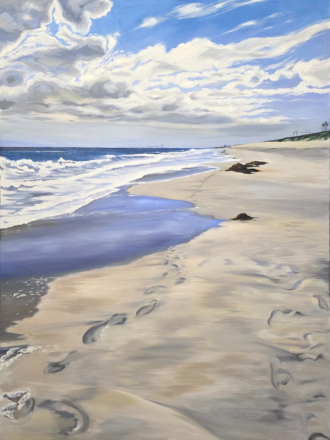 Footprints In The Sand Lisa Schulaner Original painting for sale