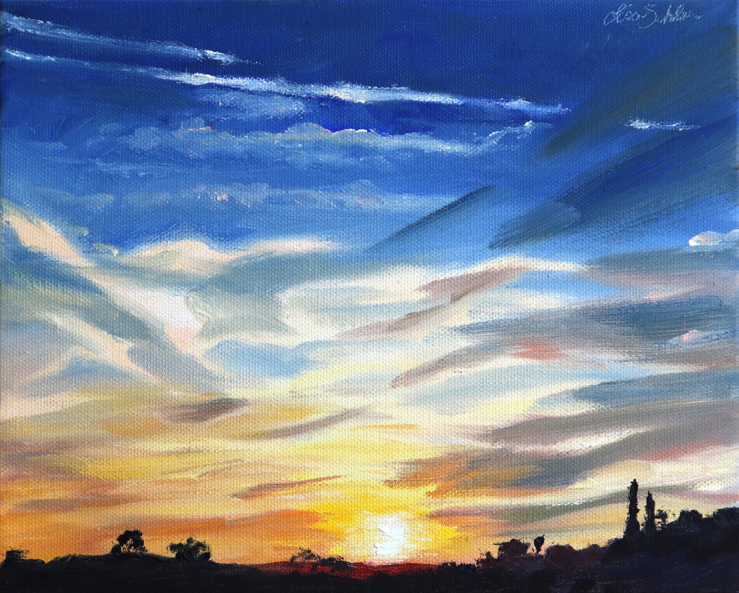 Sunset in Oil Lisa Schulaner Original painting for sale
