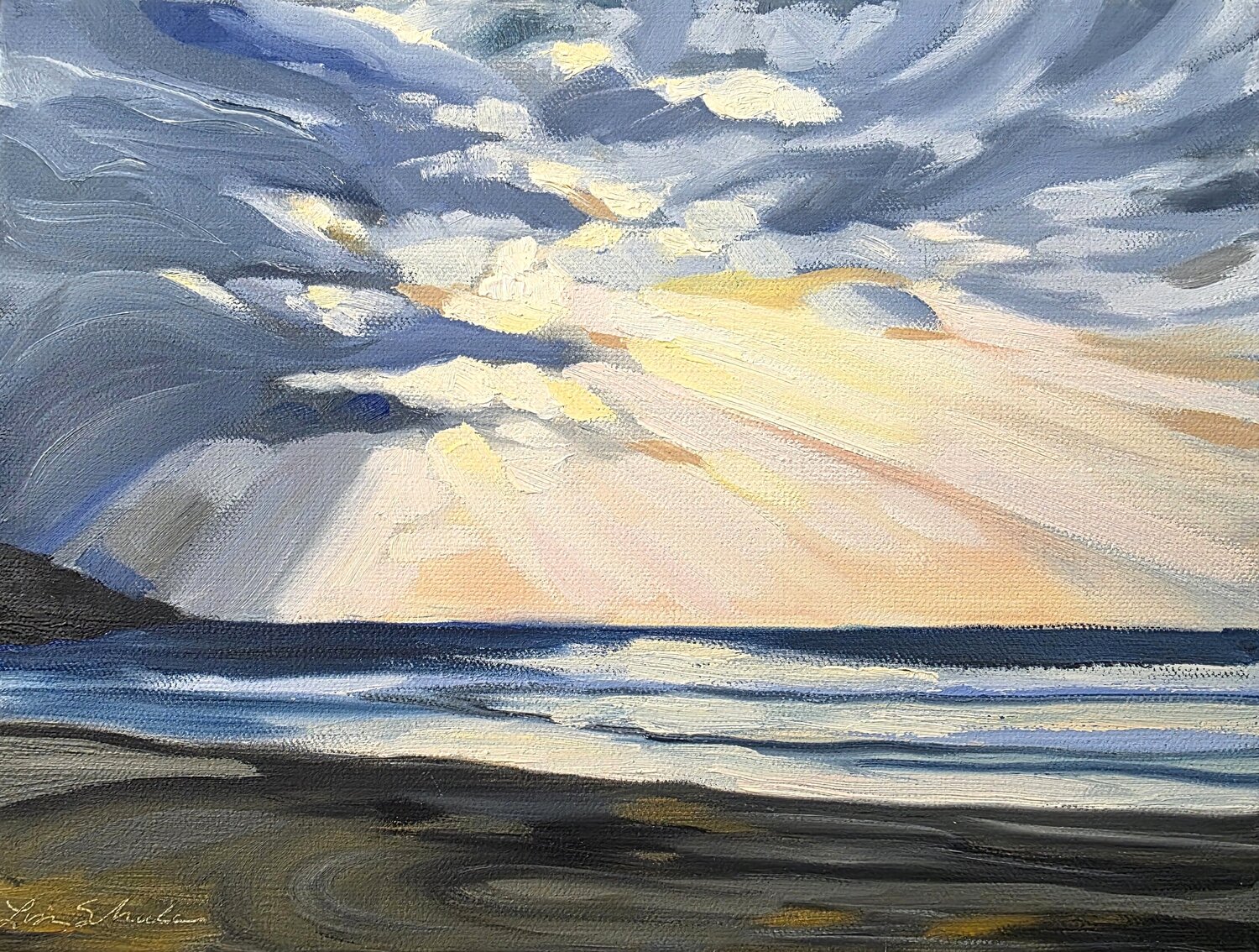 Beach Sunset Lisa Schulaner Original painting for sale