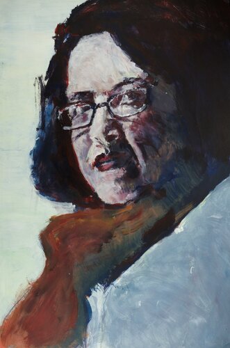 Frau mit rotem Schal by Hjalmar Thelen, Painting for Sale on Select