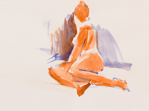 Ohne Titel (abgewandt Sitzende) by Hjalmar Thelen, Painting for Sale on Select