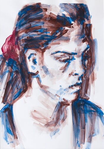 Ohne Titel (Frau mit rotem Haargummi) by Hjalmar Thelen, Painting for Sale on Select