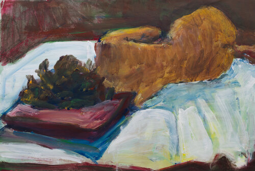 Ohne Titel (Schlafender weiblicher Akt) by Hjalmar Thelen, Painting for Sale on Select
