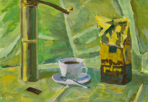 Stillleben mit Kaffee by Hjalmar Thelen, Painting for Sale on Select
