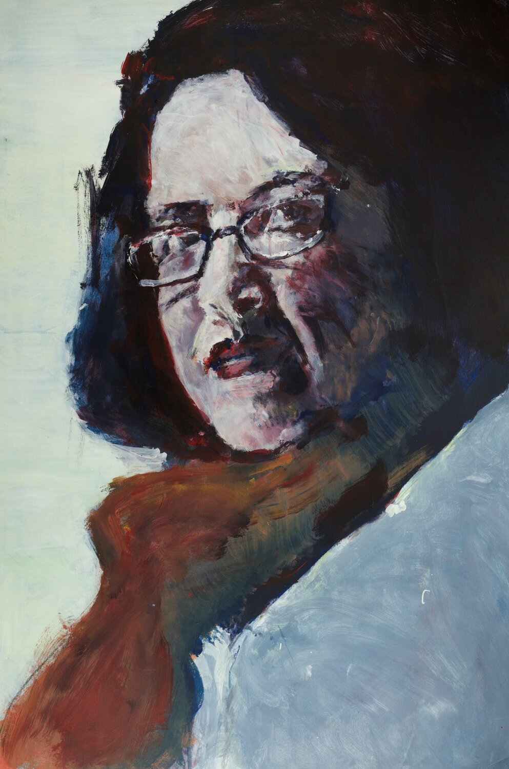 Frau mit rotem Schal Hjalmar Thelen Original painting for sale