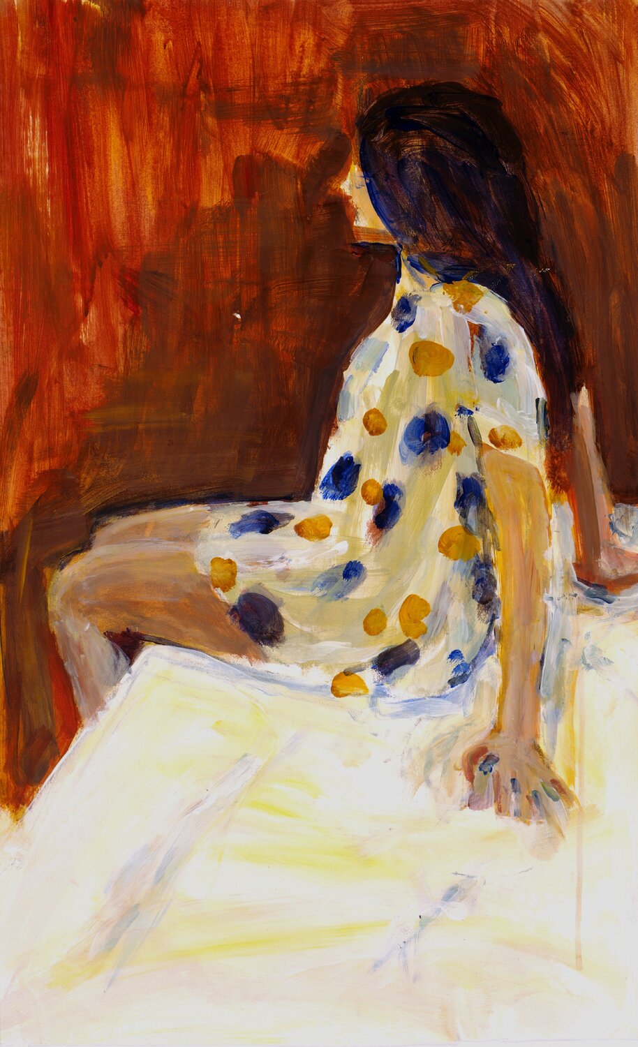 Mädchen in Tupfenkleid Hjalmar Thelen Original painting for sale