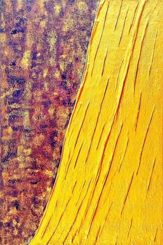 Svelarsi-Quadro astratto materico contemporaneo viola oro by ANTONINO GERACI, Painting for Sale on Select
