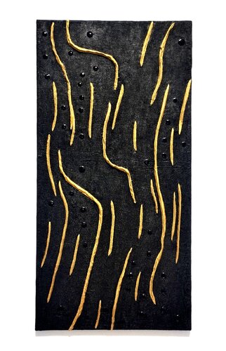 PERCORSI-Quadro astratto materico contemporaneo nero oro by ANTONINO GERACI, Painting for Sale on Select