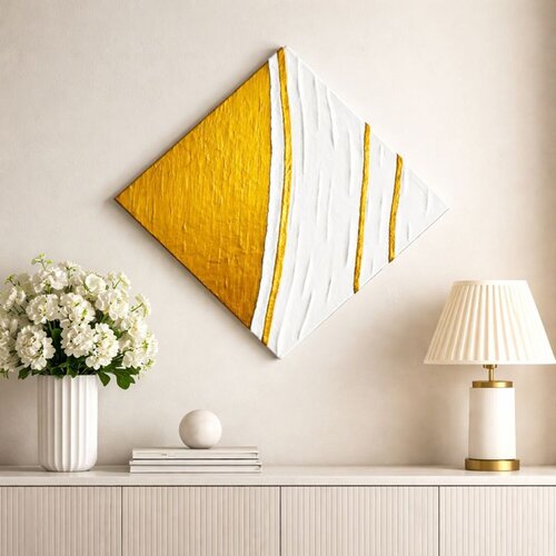 Strato di Luce l–Quadro astratto materico contemporaneo oro e bianco by ANTONINO GERACI, Painting for Sale on Select