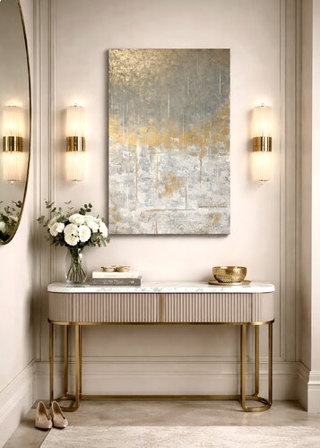 Pioggia di luce in città- Quadro astratto materico contemporaneo bianco oro grigio verde by ANTONINO GERACI, Painting for Sale on Select