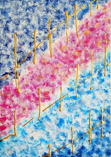 Suture Emotive- quadro astratto materico contemporaneo oro viola rosa blu by ANTONINO GERACI, Painting for Sale on Select