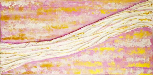 Flusso interiore-quadro astratto contemporaneo arte materica dipinto moderno rosa oro by ANTONINO GERACI, Painting for Sale on Select