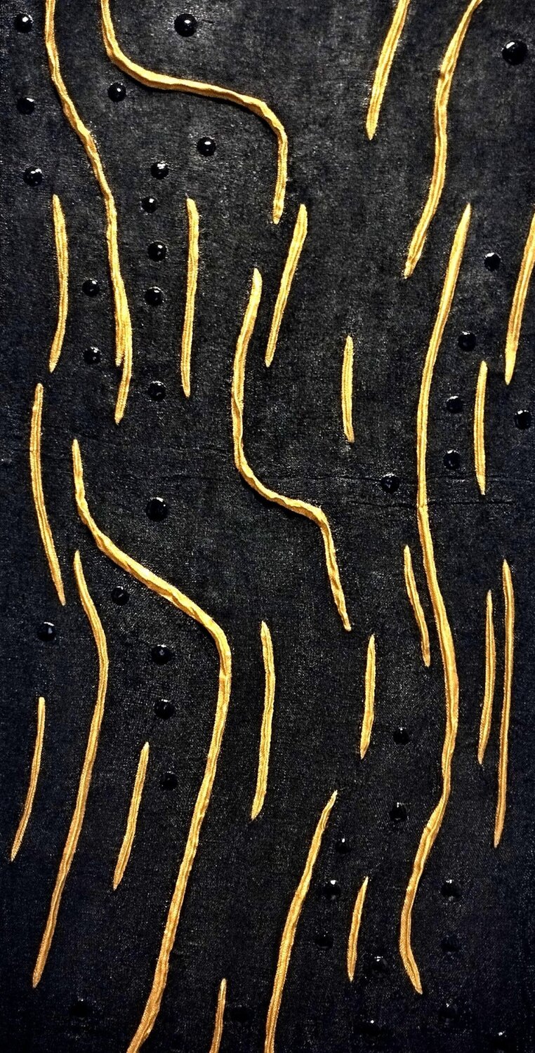 PERCORSI-Quadro astratto materico contemporaneo nero oro ANTONINO GERACI Original painting for sale