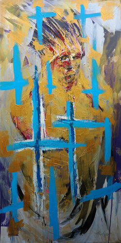 Hereje entre cruces by Ian Mont, Painting for Sale on Select