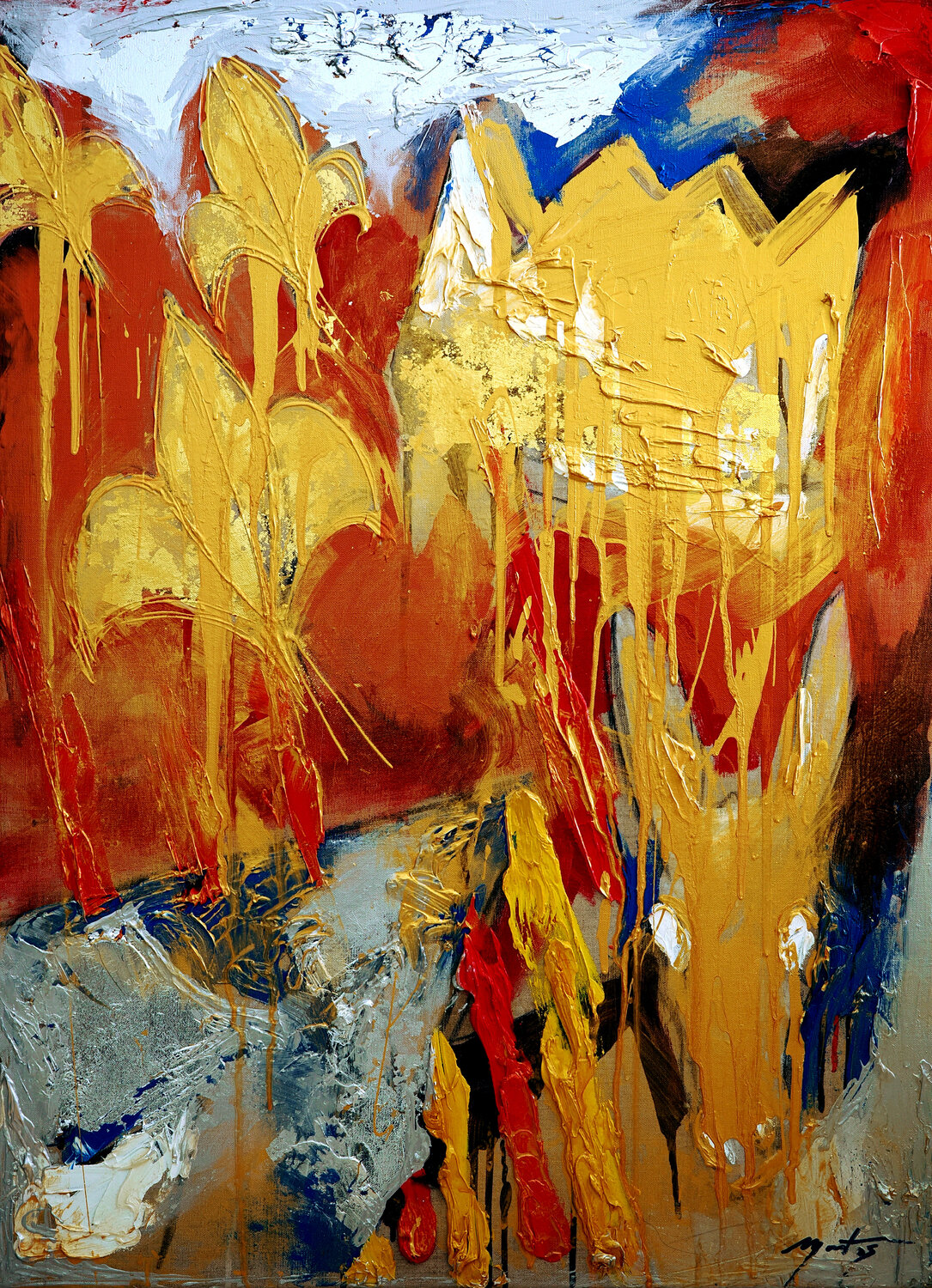 Flor de lis contra burro Ian Mont Original painting for sale