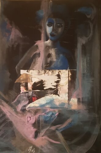 Nuages roes pour Pierrot Bleu by Abricodéal ÃŽles, Painting for Sale on Select