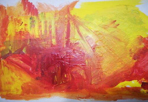 Extraction jaune et rouge dans le soleil du sourire by Abricodéal ÃŽles, Painting for Sale on Select