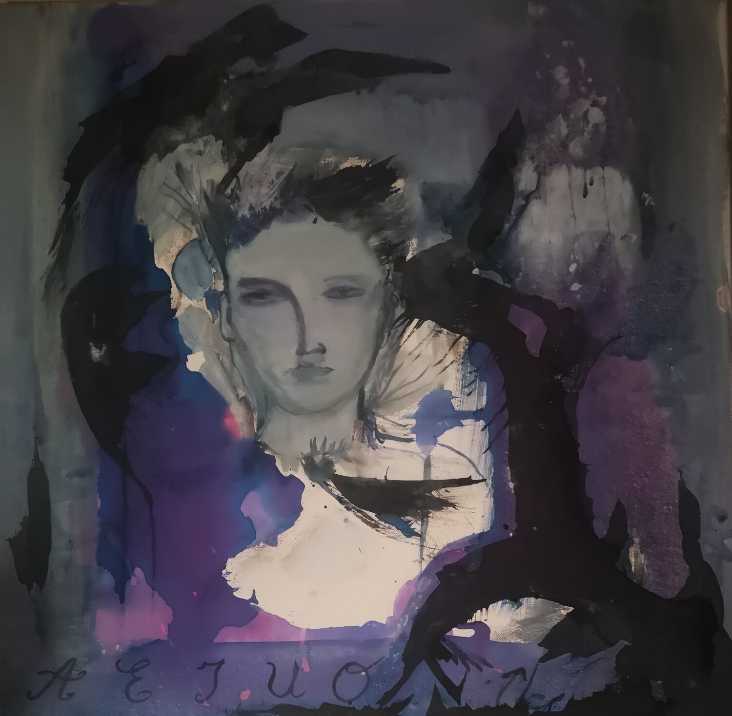 A, E, I, U, O! Rimbaud ! Abricodéal ÃŽles Original painting for sale