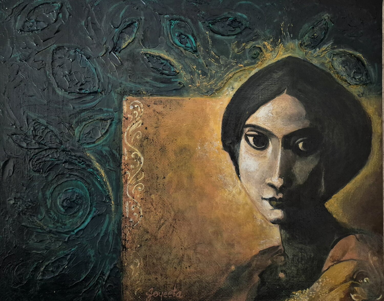 Do Not Look Away Now Joyeeta Mukherjee Original painting for sale