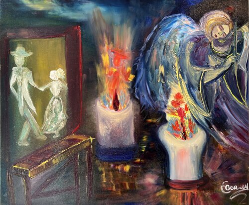 When the Angel Plays the Violin by Elana Gor, Painting for Sale on Select