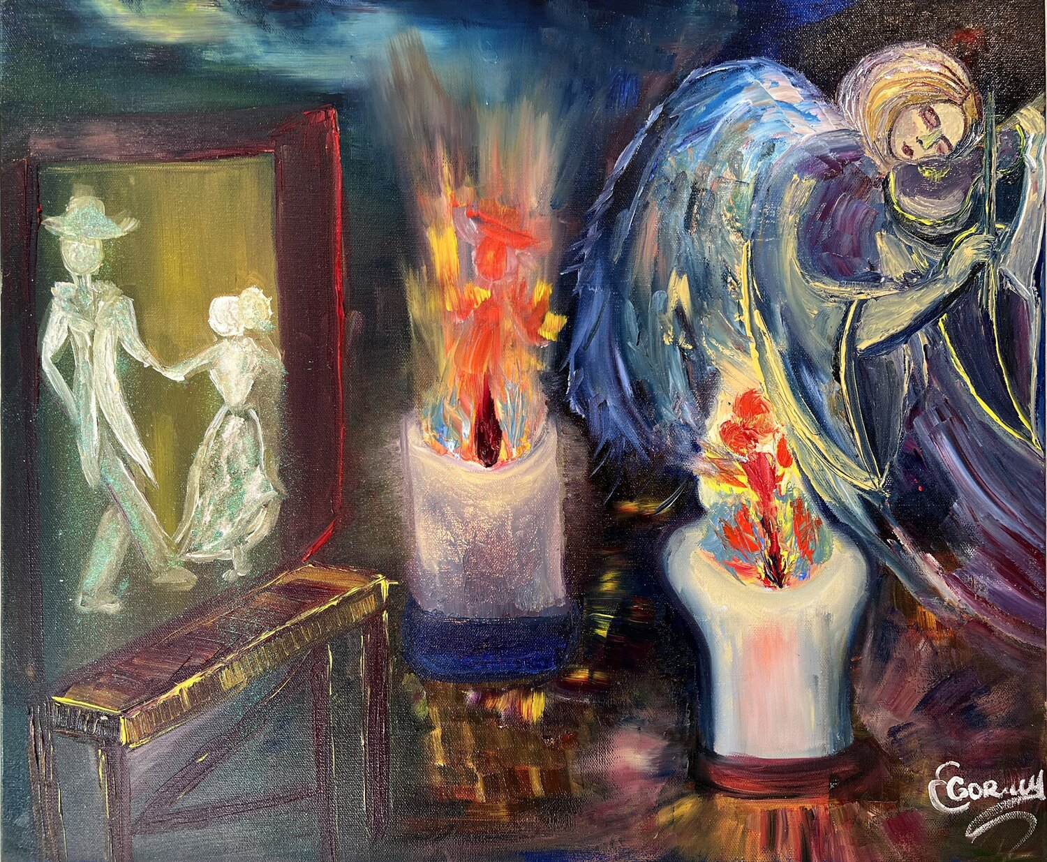 When the Angel Plays the Violin Elana Gor Original painting for sale