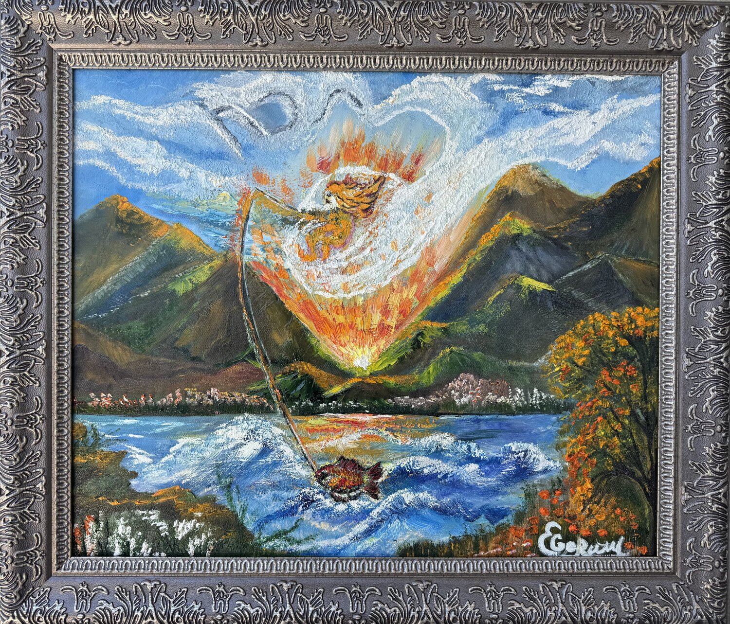 The Divine Catch Elana Gor Original painting for sale