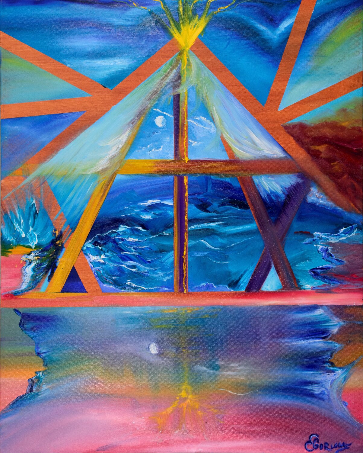 The Threshold of Parallel Worlds Elana Gor Original painting for sale