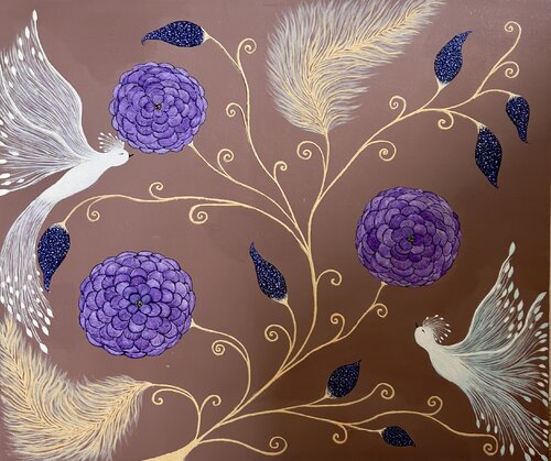 “Paradise birds” by Tatia Tsindeliani, Painting for Sale on Select