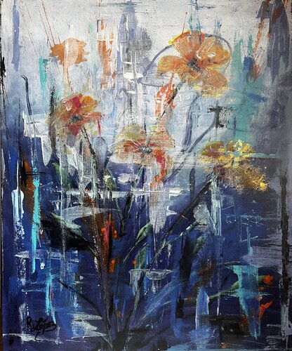 Botanical Uprising (Orange) by Raquel López Solano, Painting for Sale on Select