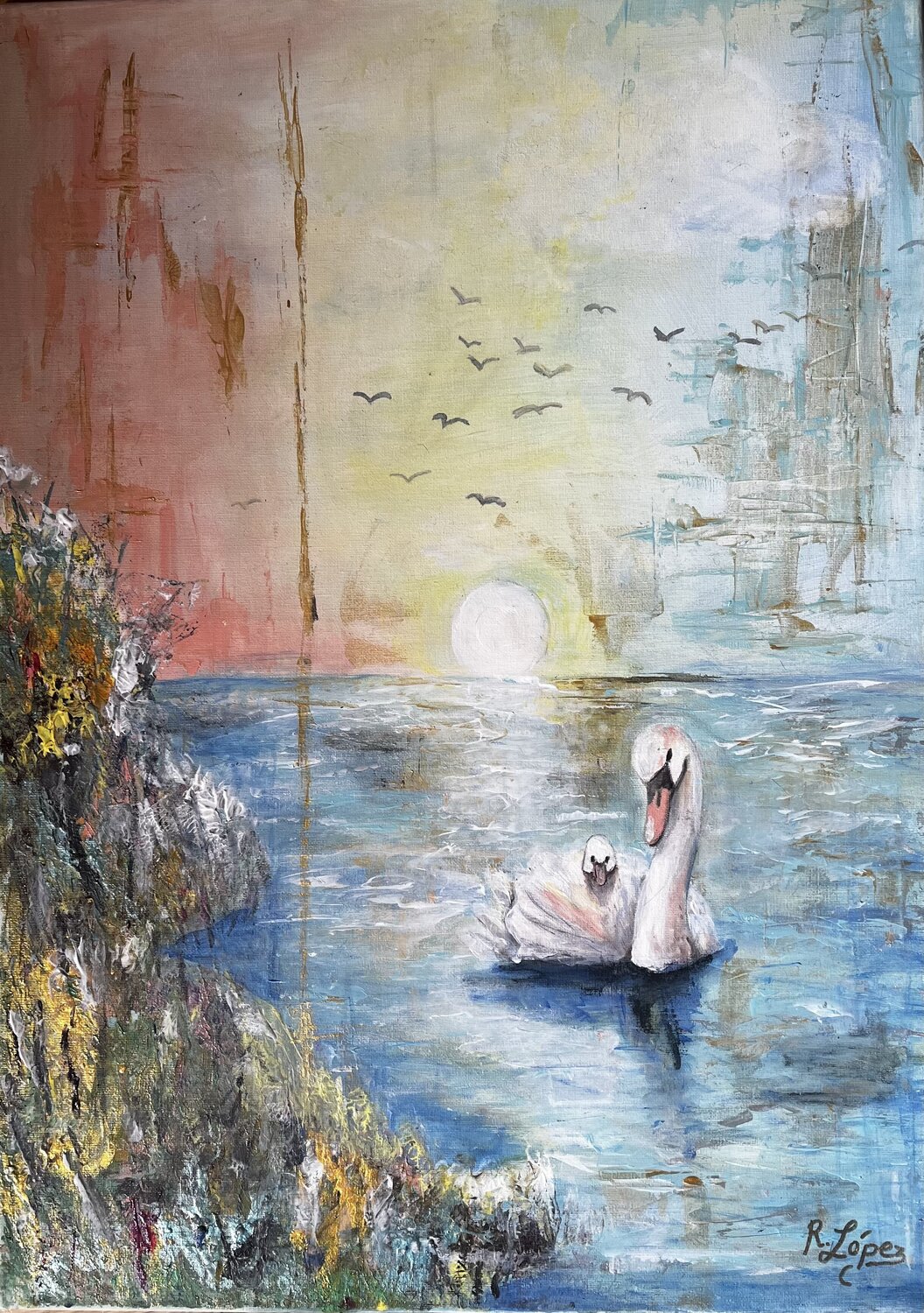 Sunset Shelter Raquel López Solano Original painting for sale