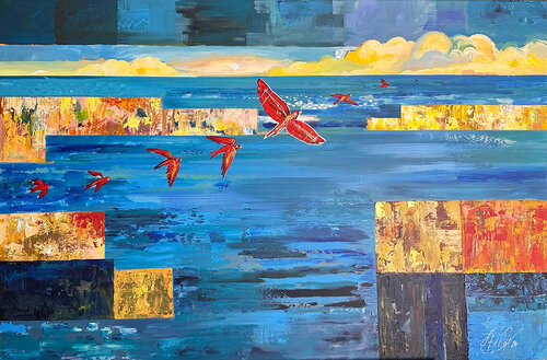 Crimson Cipher by Maksym Stasiuk, Painting for Sale on Select